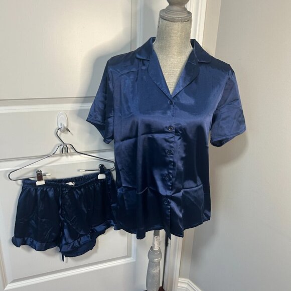 Navy Blue Super Soft Shorts PJ Set Size M NWOT - Picture 3 of 3